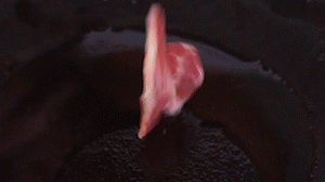 鍋中倒入橄欖油燒熱，放入淡火腿小火煸炒至打卷狀態(tài)。