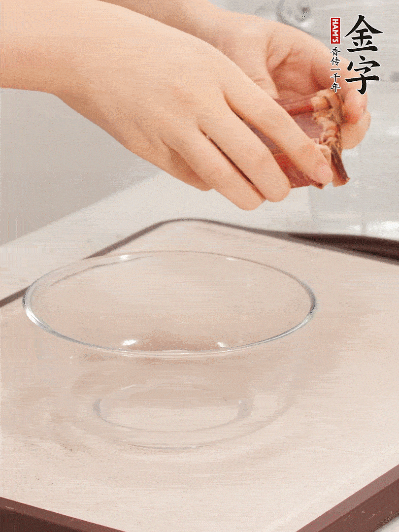 火腿切片、溫水浸泡5分鐘